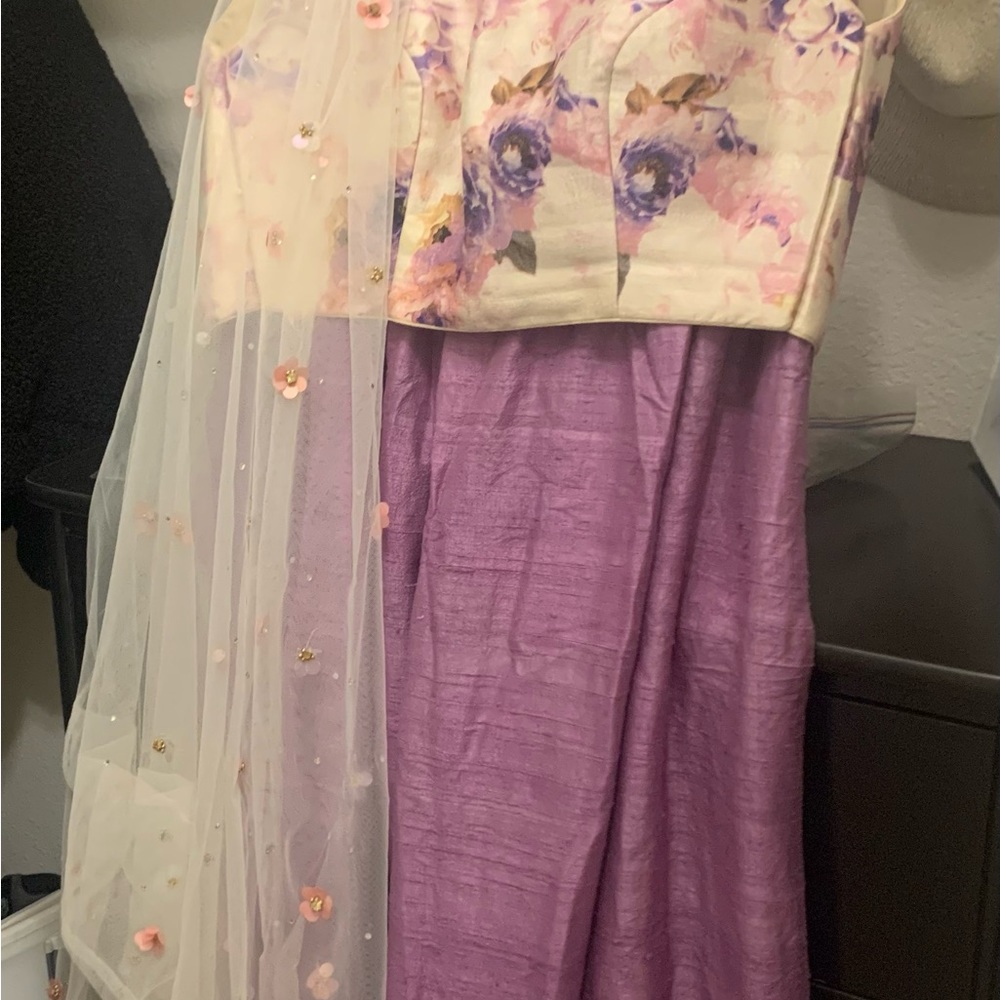 Indian purple floral lehenga with dupatta